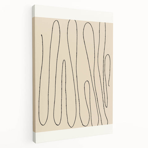 Abstract minimalist wall art collection featuring a side view of stretched canvas with soft color gradients and geometric shapes, ideal for modern decor.