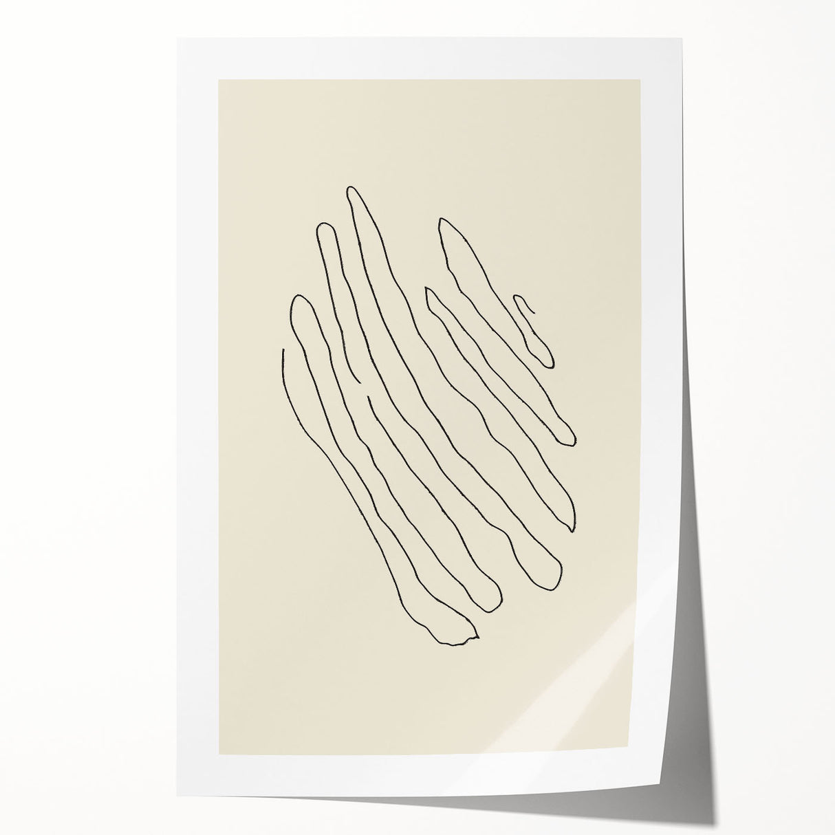 Abstract minimalist design wall art featuring soft pastel colors and geometric shapes, elegantly rolled and packaged in a protective cardboard tube for safe delivery. Perfect for modern home decor enthusiasts.