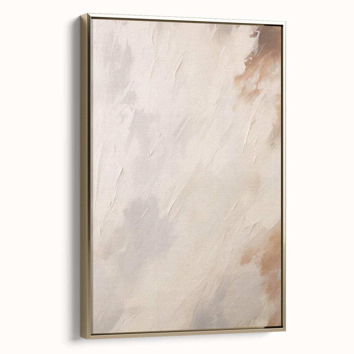 Framed canvas wall art showcasing an abstract minimalist design with a striking gold finish, perfect for modern home decor. Side view highlights its elegant texture and sleek edges, enhancing any room's aesthetic appeal.
