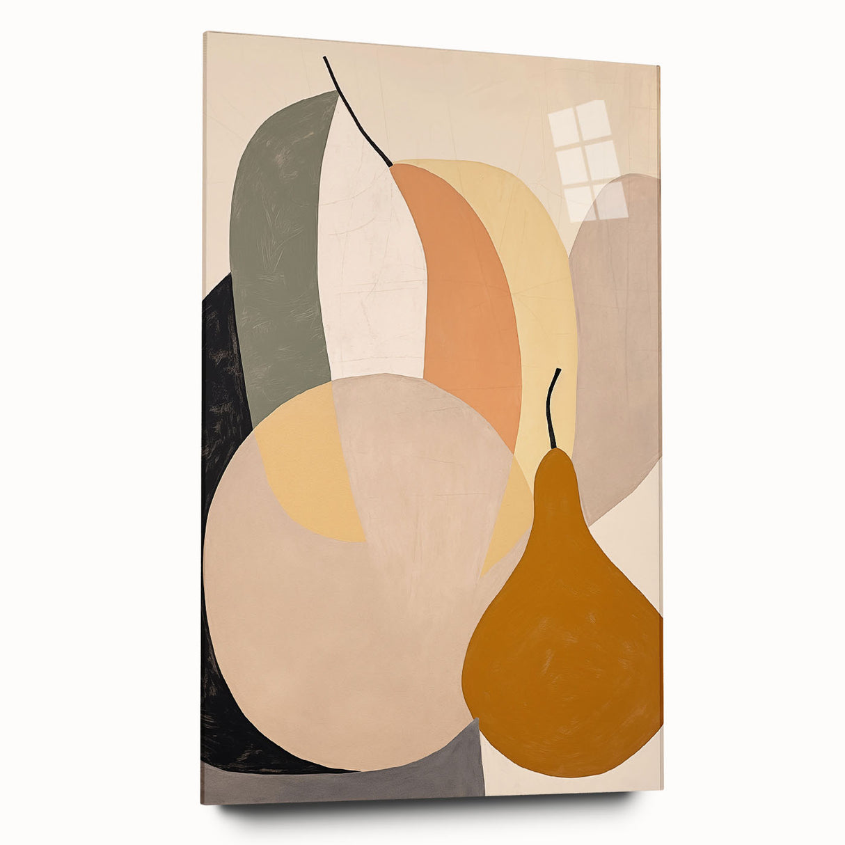 Abstract minimalist wall art collection displayed in a sleek acrylic frame, showcasing a sophisticated design with soft colors and geometric patterns, ideal for modern decor.