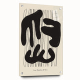 Abstract minimalist wall art collection displayed in a side view, featuring an acrylic glass frame and pin attachments, showcasing a modern and sleek design suitable for contemporary decor.