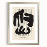 Abstract minimalist wall art design framed in silver with a mat, showcasing a contemporary aesthetic perfect for modern home decor. Ideal for living spaces or offices, this artwork adds a chic touch to any room.