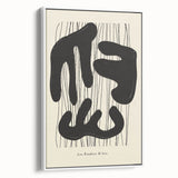 Framed canvas wall art showcasing an abstract minimalist design with soft white tones, elegantly displayed from a side view, perfect for modern interior decor.
