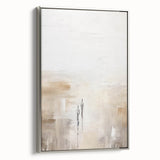 Framed wall art piece showcasing an abstract minimalist design with silver accents, displayed in a sleek framing profile. Ideal for modern home decor.