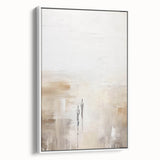 Framed canvas wall art showcasing an abstract minimalist design in a white frame, perfect for modern home decor. The side view highlights its sleek profile and elegant aesthetic. Ideal for enhancing contemporary living spaces.