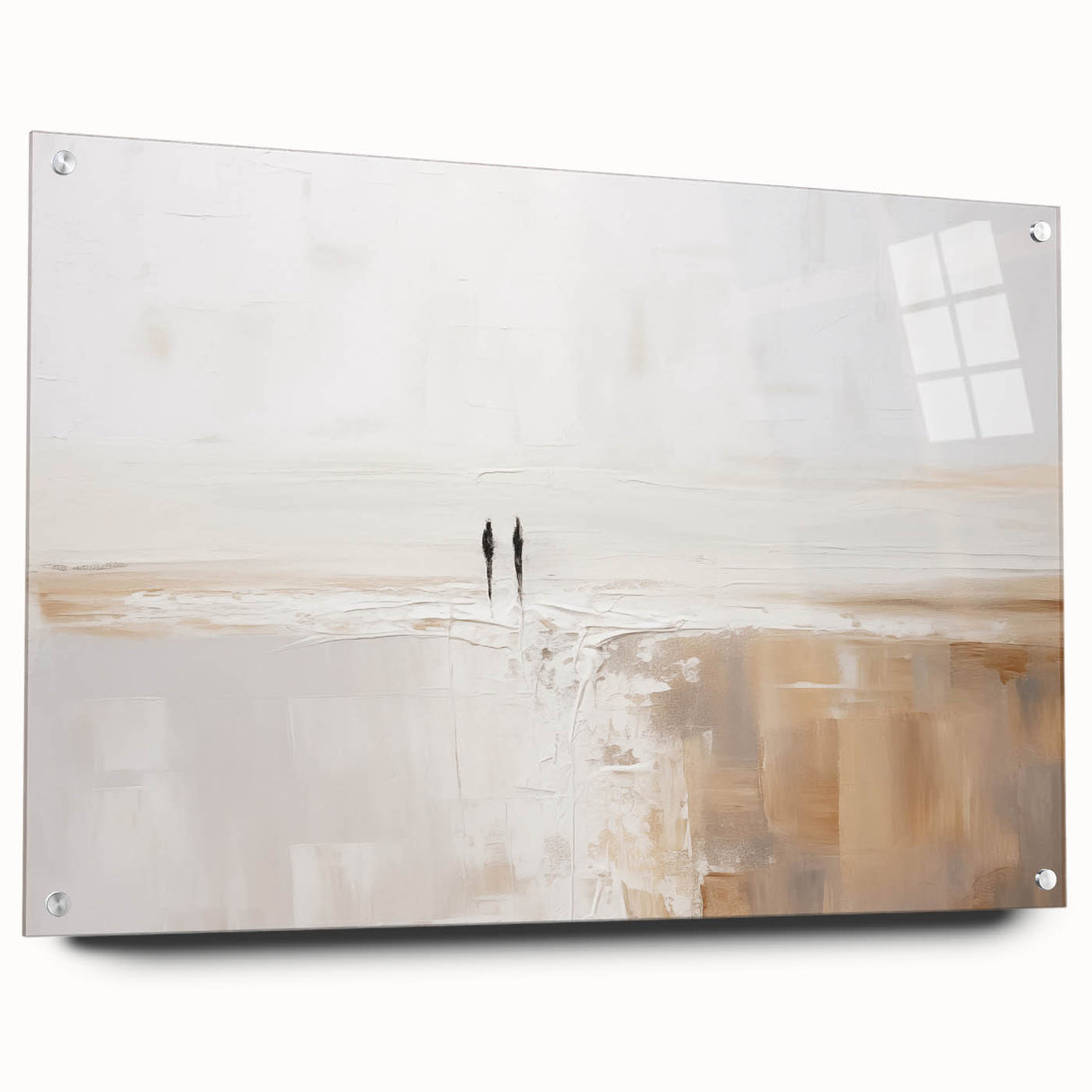 Abstract minimalist wall art collection displayed from a side view, showcasing acrylic glass with colorful pins for mounting, perfect for modern decor enthusiasts.