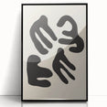 Abstract minimalist wall art collection featuring a framed acrylic design with black accents and sleek lines, perfect for modern decor.