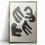 Framed abstract minimalist wall art design in gold tones, showcasing clean lines and geometric shapes for modern home decor accents.