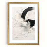 Abstract minimalist wall art framed in gold, showcasing a geometric design with soft pastel colors. Perfect for modern decor, adding elegance to any space.