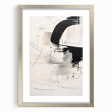 Abstract minimalist wall art design collection featuring a silver frame with a matte finish, showcasing geometric shapes and soft color gradients, perfect for modern home decor.