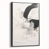 Framed canvas wall art showcasing a black and white abstract minimalist design with a sleek side view, ideal for modern home decor and interior styling.