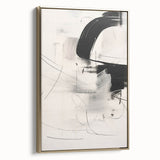 Framed canvas wall art showcasing an abstract minimalist design with gold accents, viewed from the side, ideal for modern home decor.