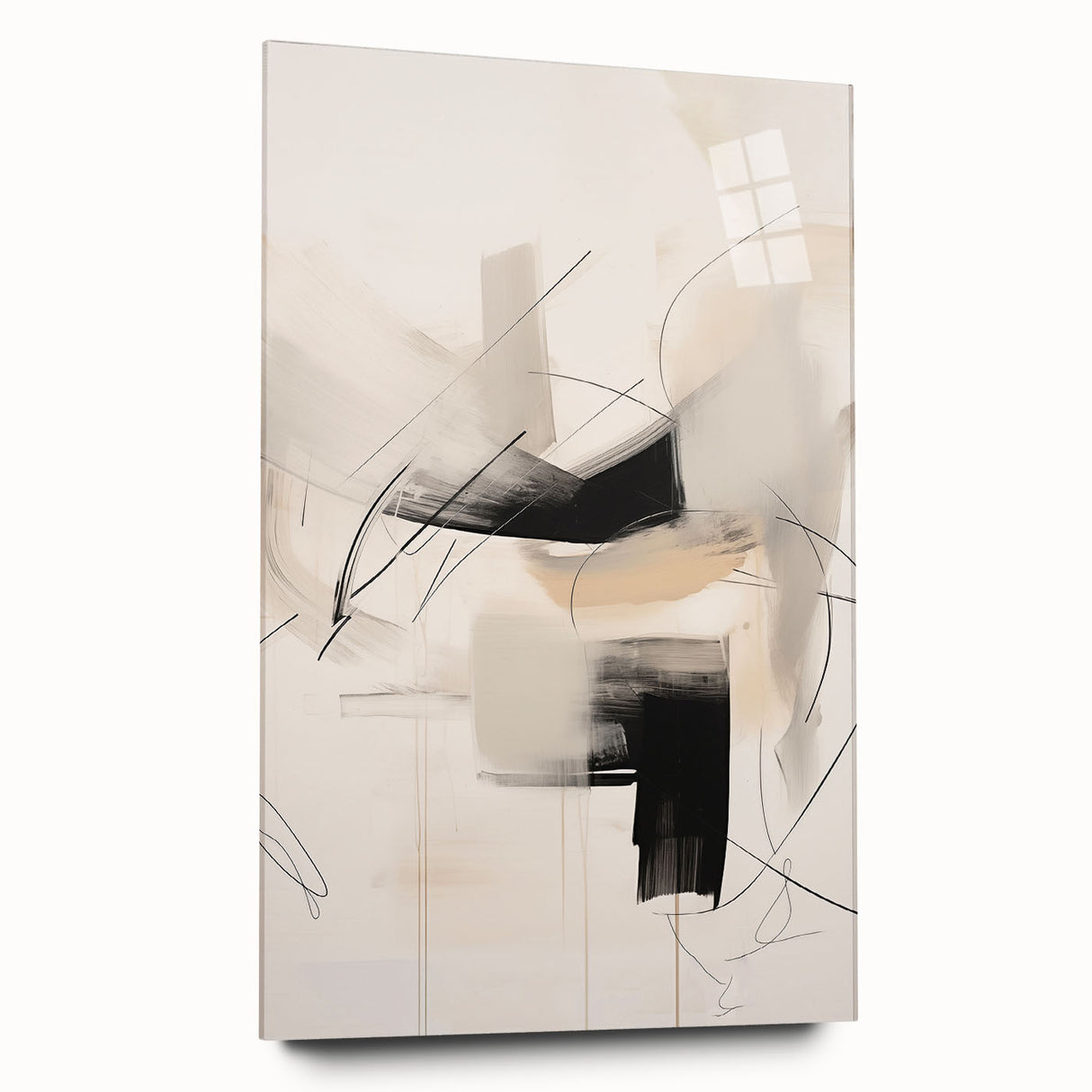 Abstract minimalist wall art design displayed in a sleek acrylic frame, showcasing a modern aesthetic with soft color gradients, perfect for contemporary decor.
