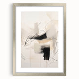 Abstract minimalist wall art design featuring a silver-framed piece with a mat, showcasing clean lines and modern aesthetics, ideal for contemporary decor.