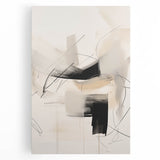 Abstract minimalist wall art design featuring soft pastel colors and geometric shapes on stretched canvas, ideal for contemporary home decor and artistic expression.