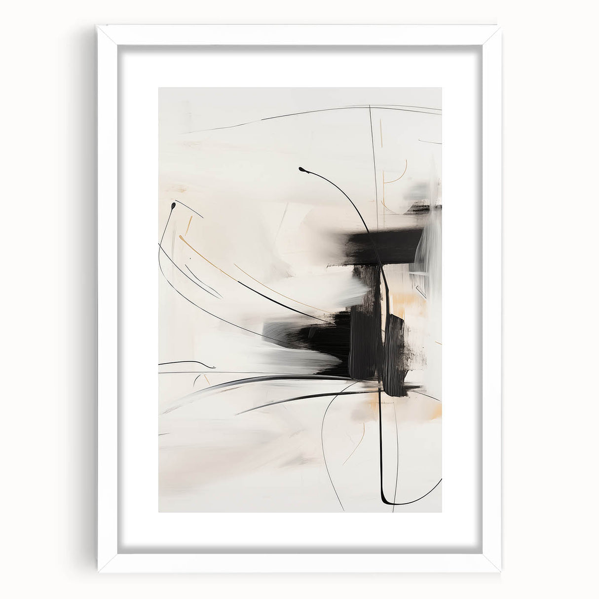Framed minimalist wall art collection featuring abstract geometric designs in soft pastel colors with a white mat, perfect for modern home decor.