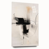 Acrylic glass wall art piece showcasing an abstract minimalist design with soft color gradients, displayed in a modern side view, emphasizing its sleek finish and artistic appeal.