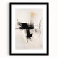 Abstract minimalist wall art collection featuring a framed piece with a sleek black mat, showcasing geometric shapes and soft color tones, ideal for modern decor.