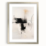 Abstract minimalist wall art design framed in silver, showcasing a modern geometric pattern with a white mat, perfect for contemporary home decor.