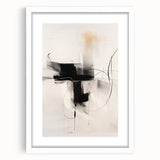 Minimalist abstract wall art design featuring a white frame and mat, showcasing geometric shapes and soft pastel colors, perfect for modern decor.