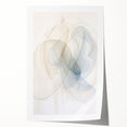 Abstract minimalist wall art print showcasing geometric shapes in soft pastel colors, rolled and ready for framing, ideal for modern home decor.