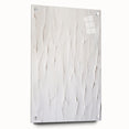 Abstract modern wall art collection displayed in acrylic glass, showcasing vibrant colors and unique shapes, mounted with decorative pins for a contemporary aesthetic.