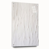 Abstract modern wall art collection displayed in acrylic glass, showcasing vibrant colors and unique shapes, mounted with decorative pins for a contemporary aesthetic.