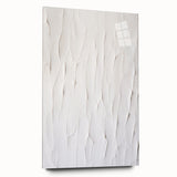 Acrylic glass wall art collection showcasing modern abstract design with vibrant colors and geometric shapes, viewed from the side without pins.