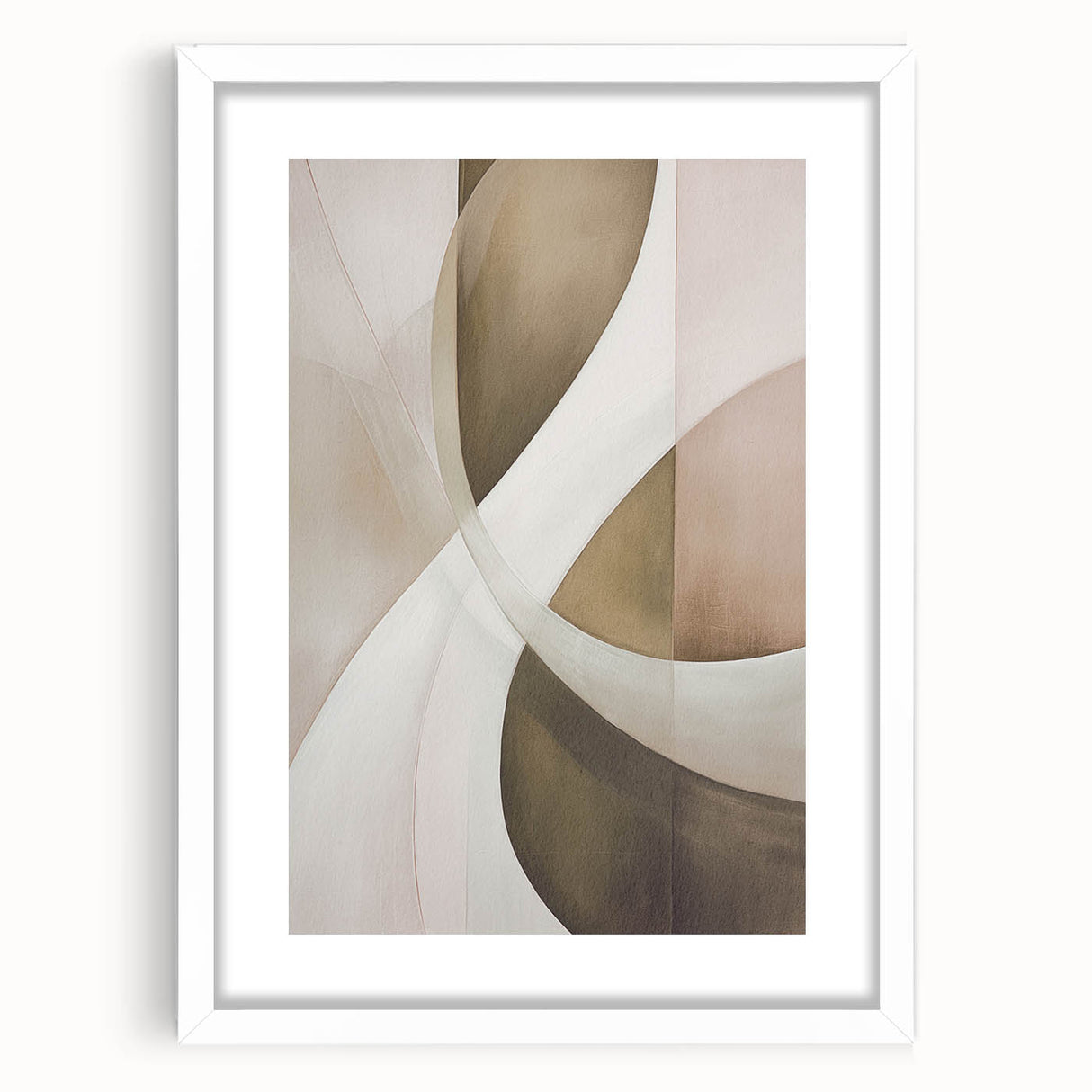 Abstract modern wall art collection featuring a framed piece with a white mat, showcasing vibrant colors and geometric patterns, perfect for contemporary home decor.