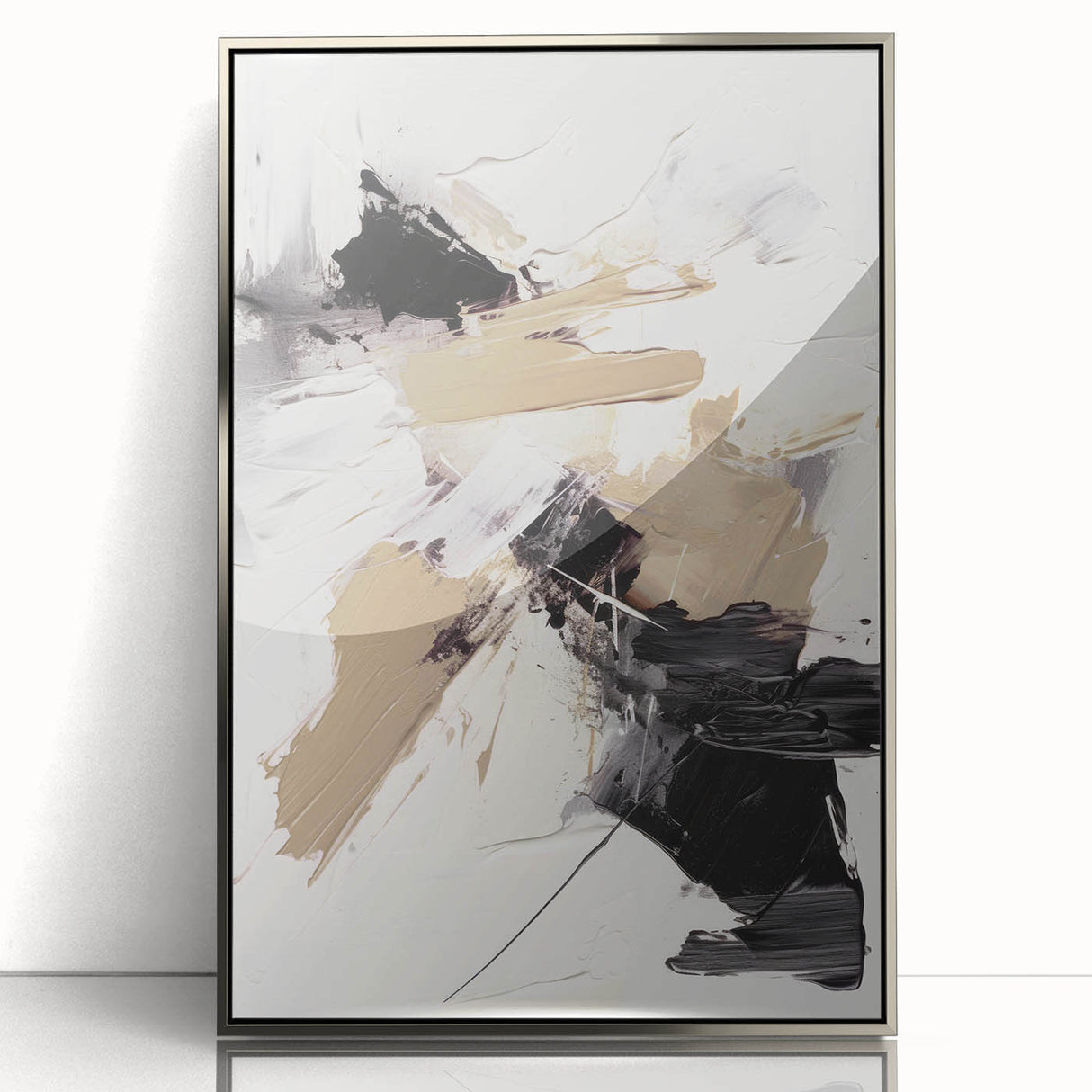 Framed abstract modern wall art collection featuring five pieces with vibrant colors and geometric designs, displayed against a neutral background.
