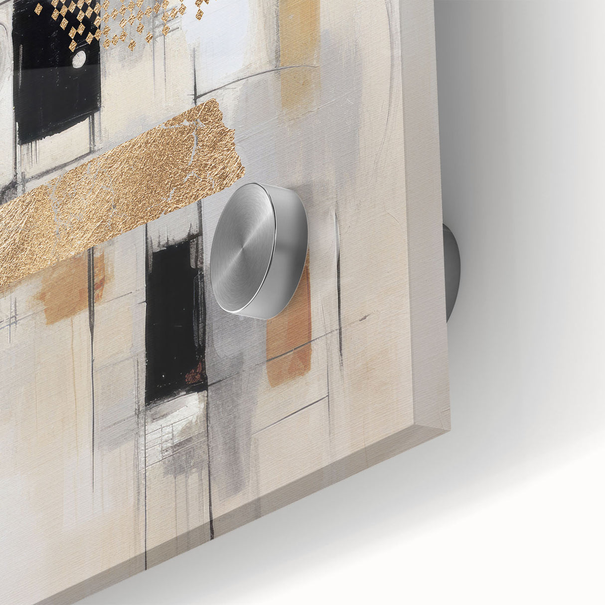 Close-up of a vibrant abstract modern wall art piece, showcasing intricate acrylic glass textures in shades of blue and gold, perfect for contemporary decor.