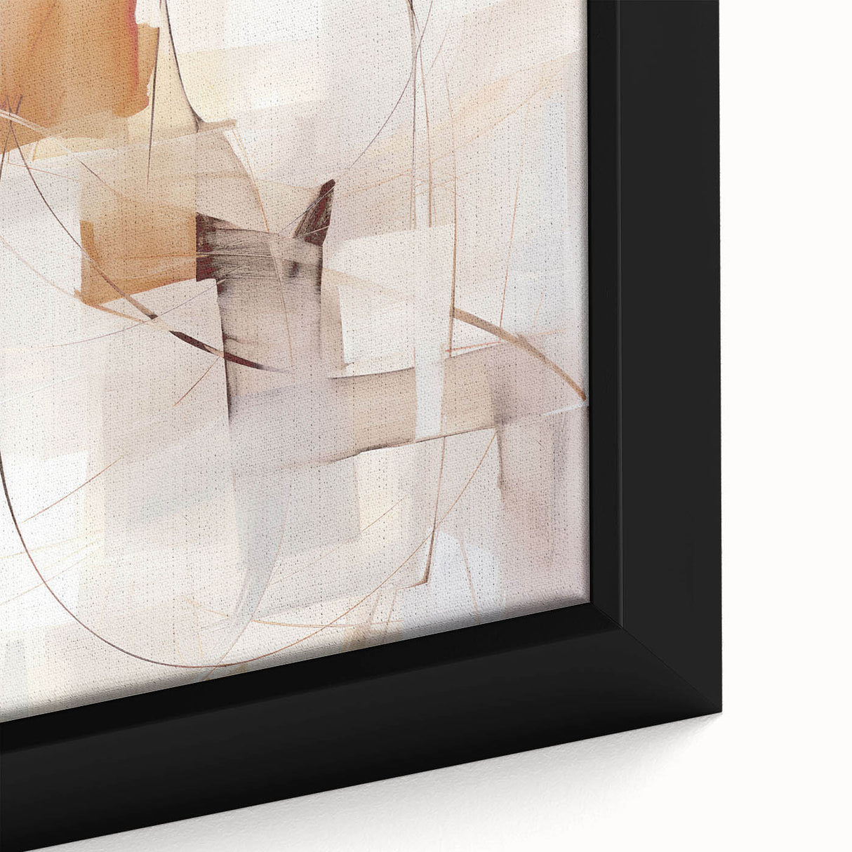 Close-up of a framed abstract modern wall art piece featuring vibrant colors and geometric shapes, perfect for contemporary home decor or office settings.