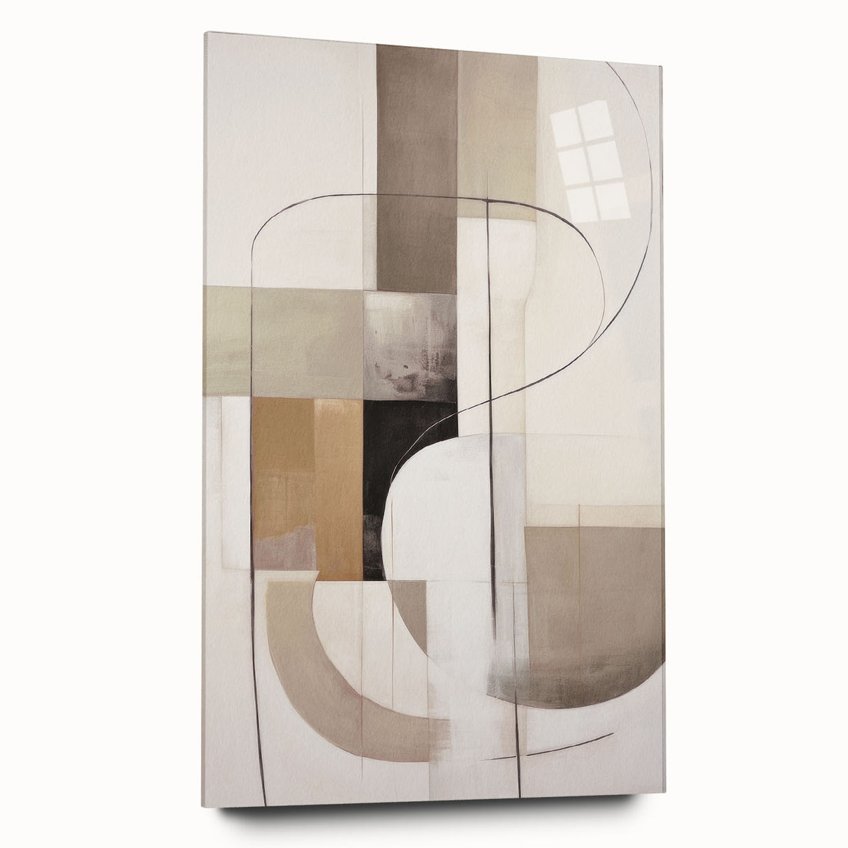 Abstract modern wall art collection showcasing a side view of an acrylic glass design, featuring vibrant colors and geometric shapes, perfect for contemporary decor.