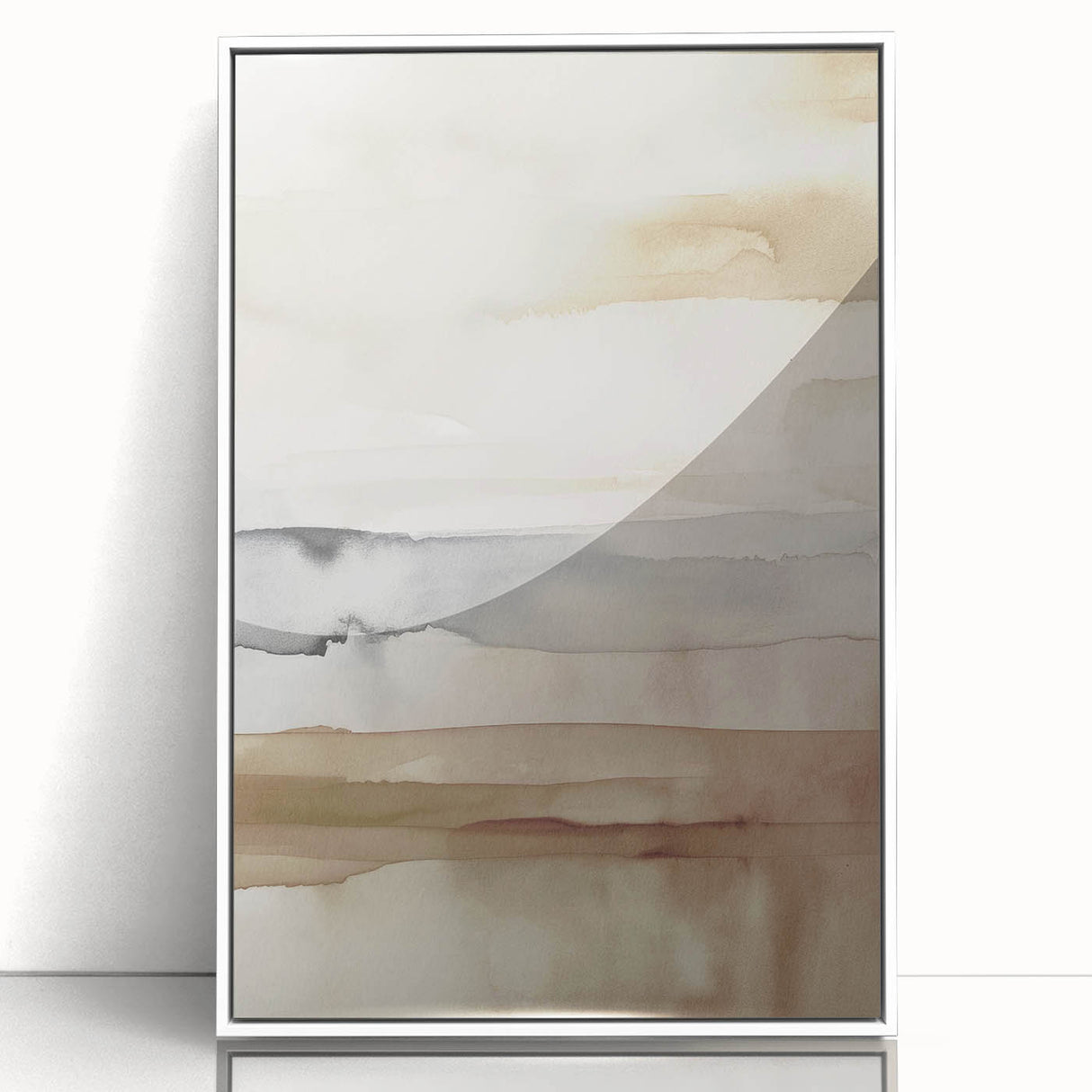 Framed abstract modern wall art collection showcasing vibrant colors and geometric shapes, elegantly displayed with a sleek white frame.