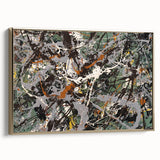 Framed abstract wall art featuring vibrant gold splatter designs on a deep blue canvas, showcasing a modern artistic style perfect for contemporary decor.