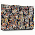 Abstract splatter wall art design displayed in acrylic glass, showcasing vibrant colors and artistic textures, ideal for modern decor.