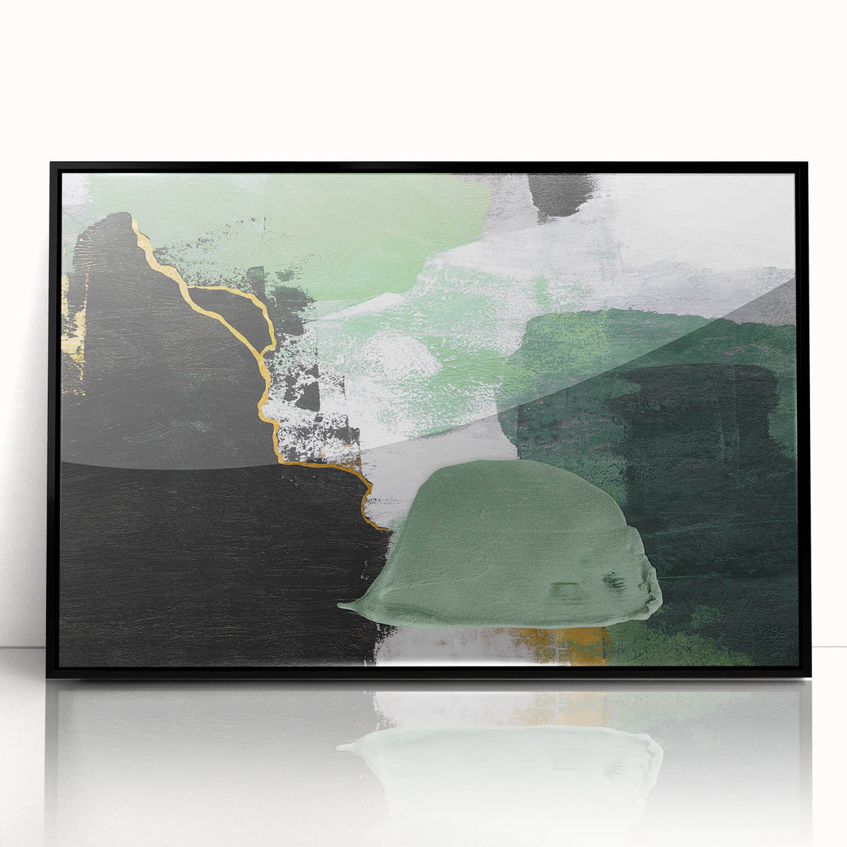 Framed black acrylic wall art showcasing an abstract design of colorful strokes and lines, perfect for modern home decor. Ideal for adding artistic flair to any room.