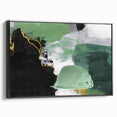 Framed canvas wall art depicting abstract strokes and lines in a minimalist black and white design, showcasing a modern aesthetic perfect for stylish home decor.