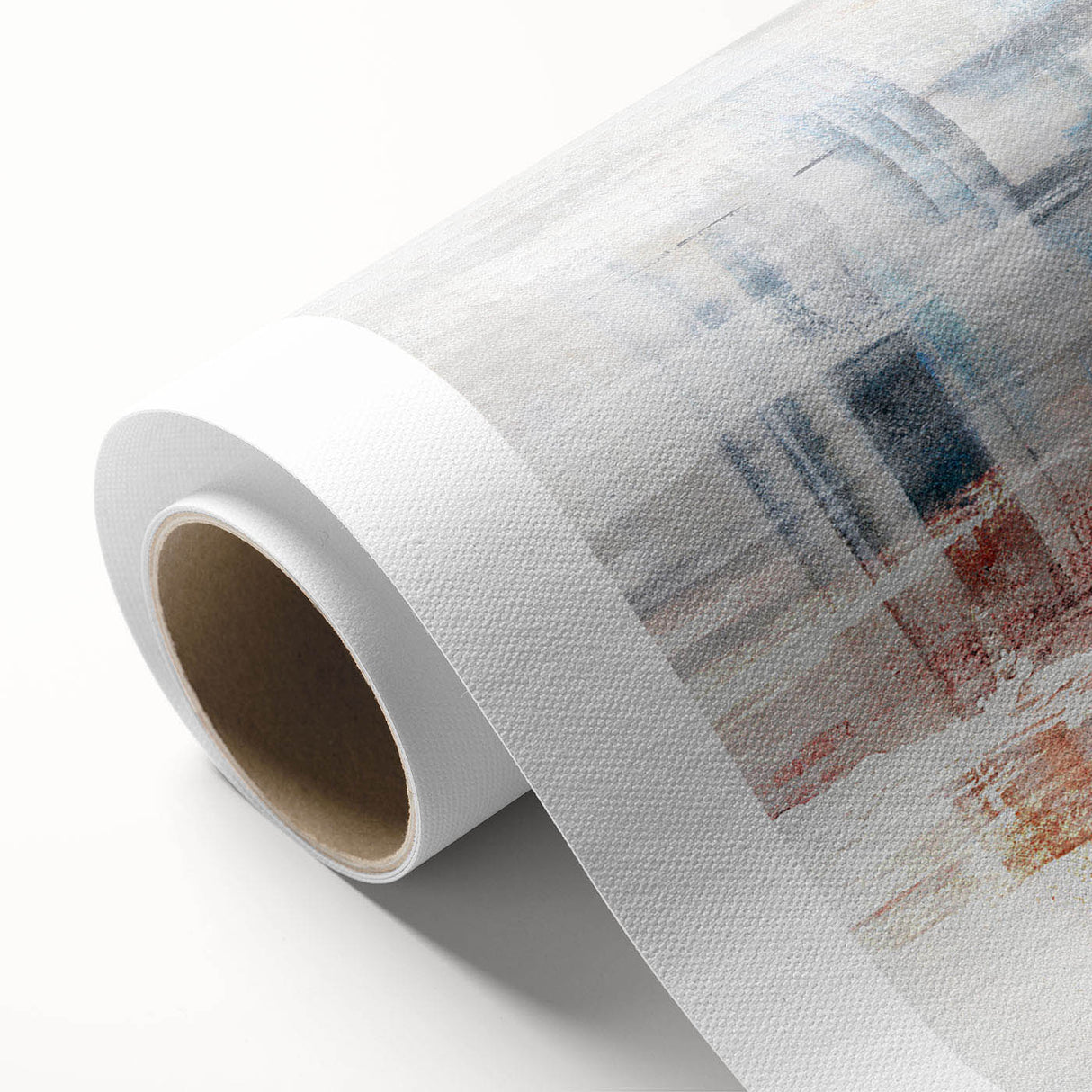 Abstract strokes and lines design on rolled canvas art print, showcasing vibrant colors and modern aesthetics, perfect for contemporary decor.