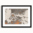 Abstract wall art showcasing a modern design of colorful strokes and lines, elegantly framed in black, perfect for contemporary decor.