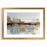 Abstract wall art collection featuring gold-framed design with colorful strokes and lines, perfect for modern home decor.
