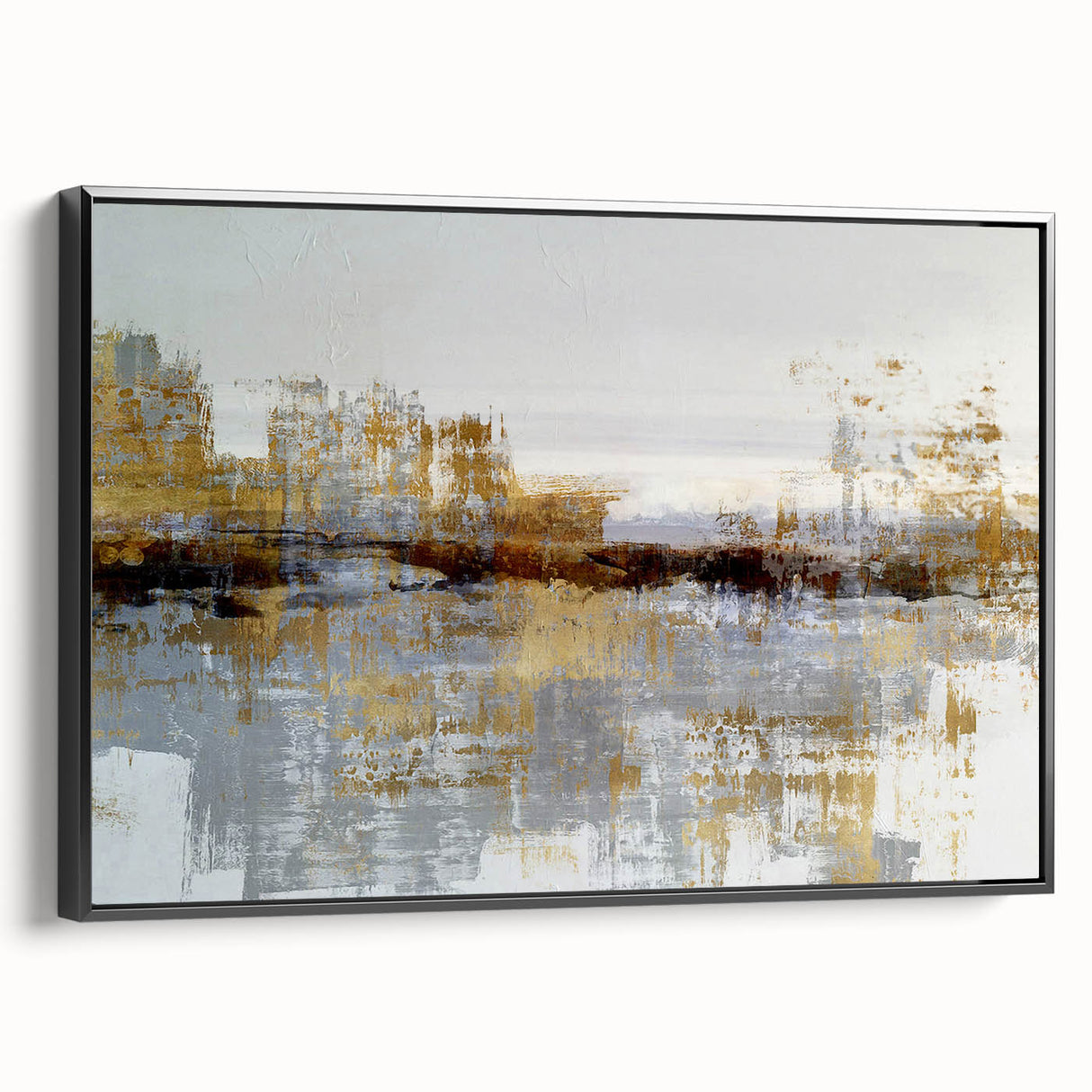 Framed abstract wall art featuring vibrant strokes and lines in bold colors against a black background, showcasing modern artistic design.