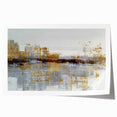 Abstract wall art print featuring colorful strokes and lines in vibrant hues of blue, orange, and yellow, ideal for modern interior decor.
