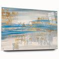 Acrylic wall art featuring abstract strokes and lines in vibrant colors, displayed in a stylish side view with pins for easy hanging.