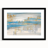Framed abstract wall art featuring colorful strokes and lines on a textured canvas, set in a sleek black frame, ideal for modern decor.