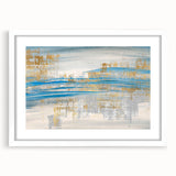 Abstract wall art featuring vibrant strokes and lines in a modern design, framed with a white mat, ideal for contemporary home decor.