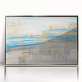 Framed abstract wall art featuring dynamic silver strokes and lines on a textured background, perfect for modern home decor accents.