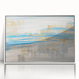 Framed abstract wall art showcasing vibrant strokes and lines in bold colors, designed to enhance modern decor with artistic flair.