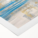 Abstract wall art design showcasing vibrant strokes and lines in bold colors, ideal for modern home decor, displayed on rolled canvas.