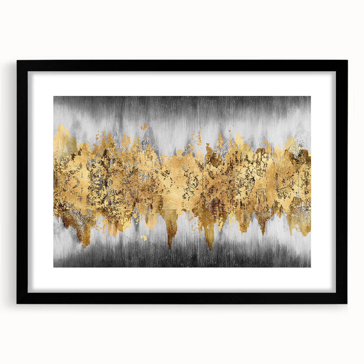 Framed wall art featuring an abstract design of colorful strokes and lines, set in a sleek black frame with a mat for a modern decor touch.